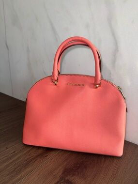 Michael Kors "Emmy" Pink Grapefruit Dome Satchel